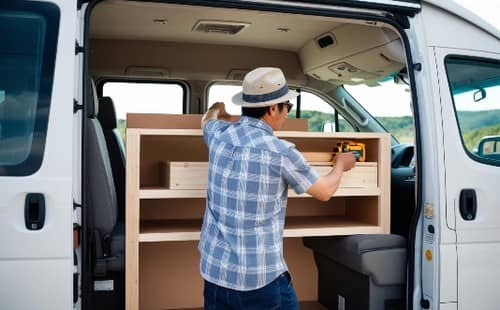 ハイエース車内を自作棚でカスタマイズするキャンピングカーDIY作業