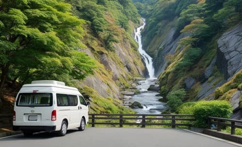 キャンピングカーで訪れた東北の滝と渓流、自然に囲まれた絶景スポット